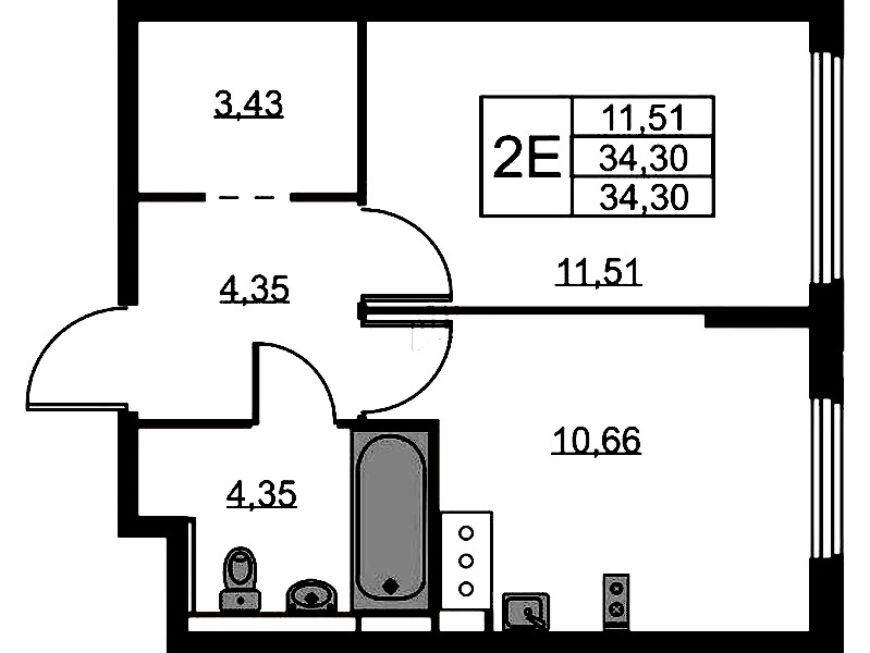 1-комнатная квартира 34.3 м², 6/11 эт., ЖК «Новое Колпино»